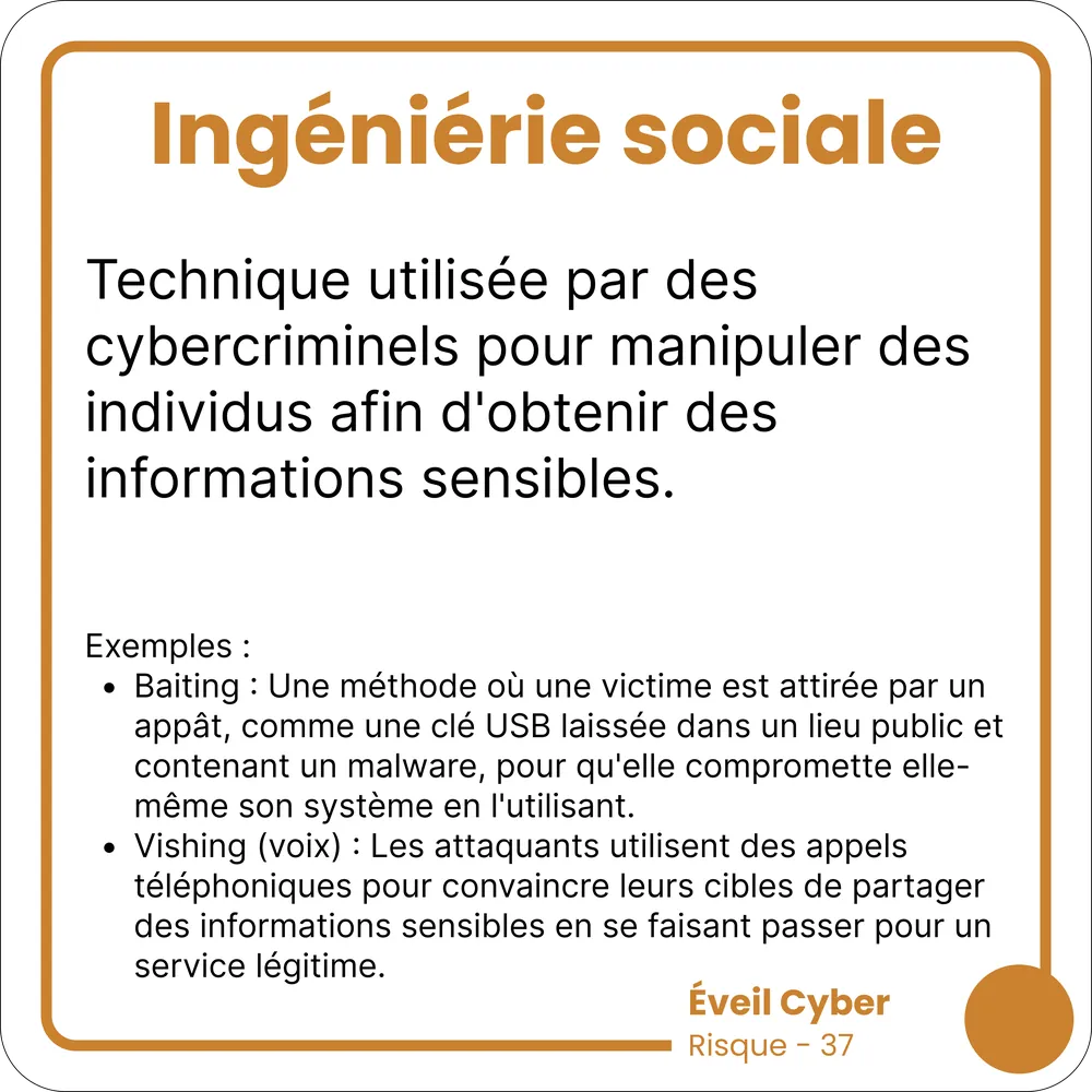 Carte Ingéniérie sociale — verso : définition et exemples